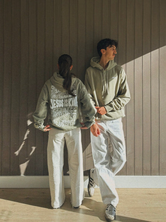 'Jesus is King' hoodie - matcha green