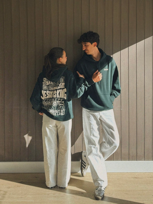 ‘Jesus is King’ hoodie - forest green